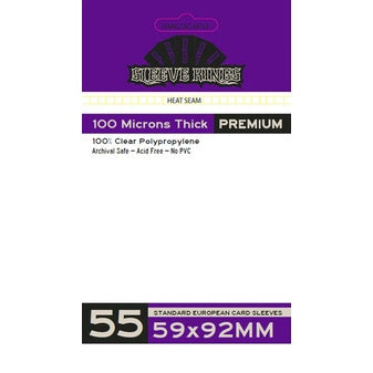 Sleeve Kings Premium Card Sleeves (VARIOUS SIZES) - 100 microns thick - 55 per pack - board game/card game card sleeves