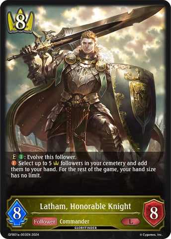 Latham, Honorable Knight (GFB01a-003EN) [Gloryfinder Bundle 01: Guide to Glory]