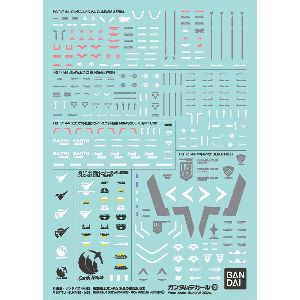 Bandai Spirits GUNDAM DECAL NO.133 FOR MOBILE SUIT GUNDAM THE WITCH FROM MERCURY MULTIUSE 1