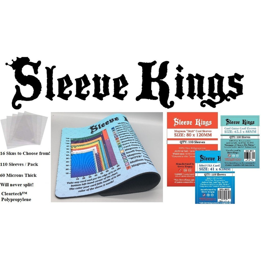 Sleeve Kings Card Sleeves - 60/100 microns thick - 55/110 per pack - board game card sleeves