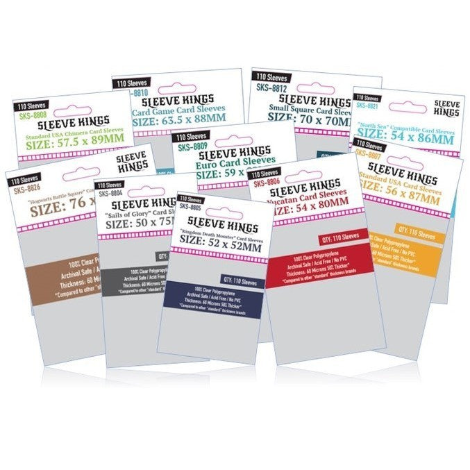 Sleeve Kings Card Sleeves - 60/100 microns thick - 55/110 per pack - board game card sleeves