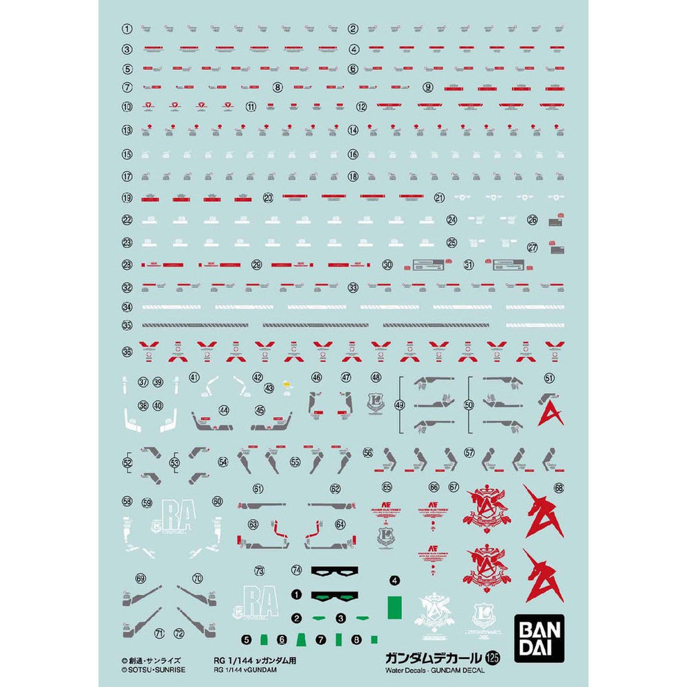 Bandai Spirits 1/144 Gundam Decal No.125 for RG Nu Gundam - Model Kits